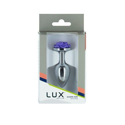 Lux Active Purple Rose 3.5in Metal Butt Plug Small - Click Image to Close