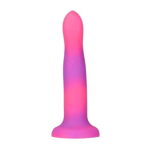 Rave Addiction 8in Glow In The Dark Dildo Pink/purple - Click Image to Close