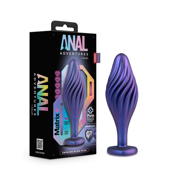 Anal Adventures Matrix Swirl Bling Plug Sapphire