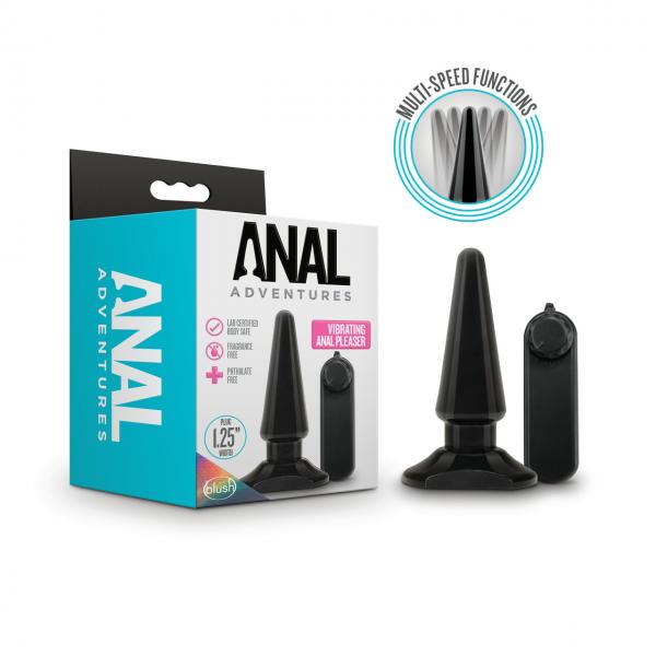 Anal Adventures Basic Vibrating Anal Pleaser Black - Click Image to Close