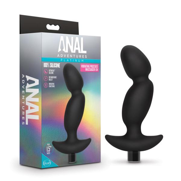 Anal Adventures Platinum Silicone Vibrating Prostate Massager 04 Black - Click Image to Close