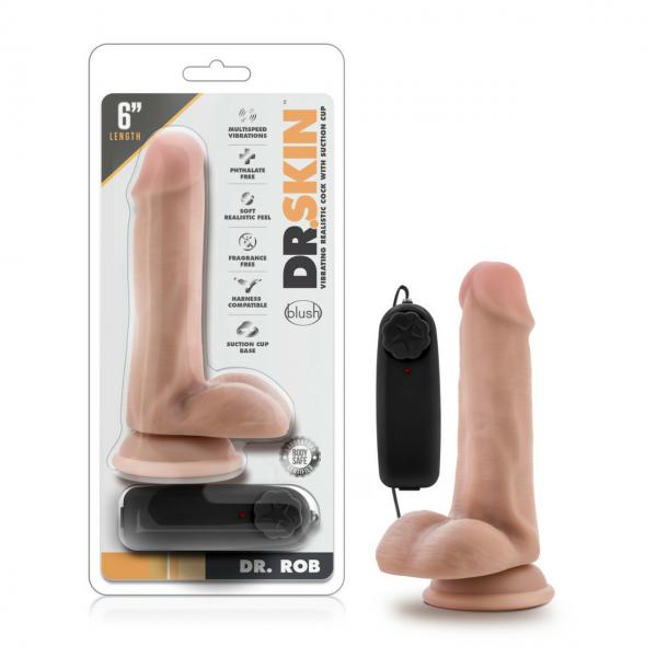 Dr. Skin Dr. Rob 6in Cock Vanilla Vibrating - Click Image to Close