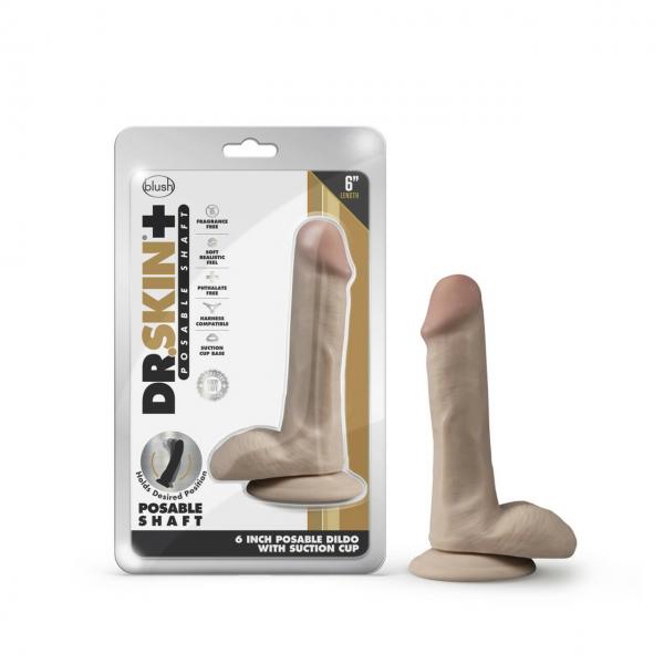 Dr. Skin Plus 6in Poseable Dildo Vanilla - Click Image to Close