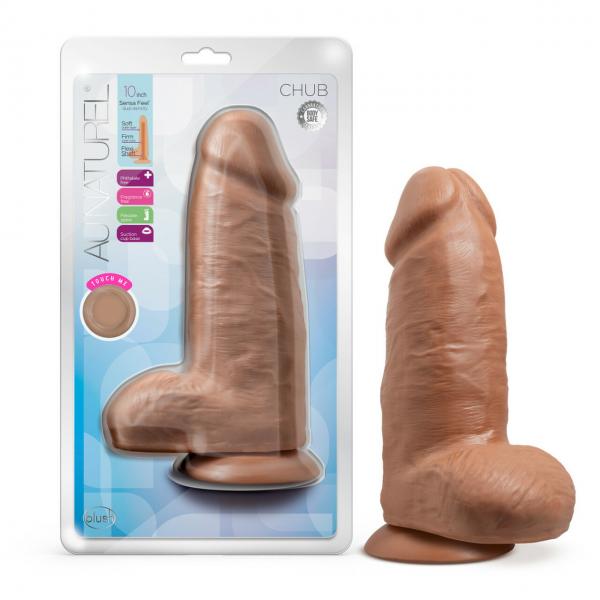 Au Naturel Chub 10in Dildo Mocha - Click Image to Close