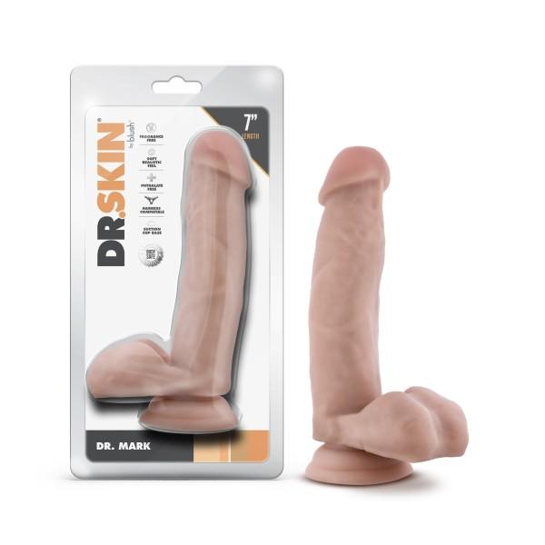 Dr. Skin Dr. Mark 7in Dildo W/ Balls Beige - Click Image to Close