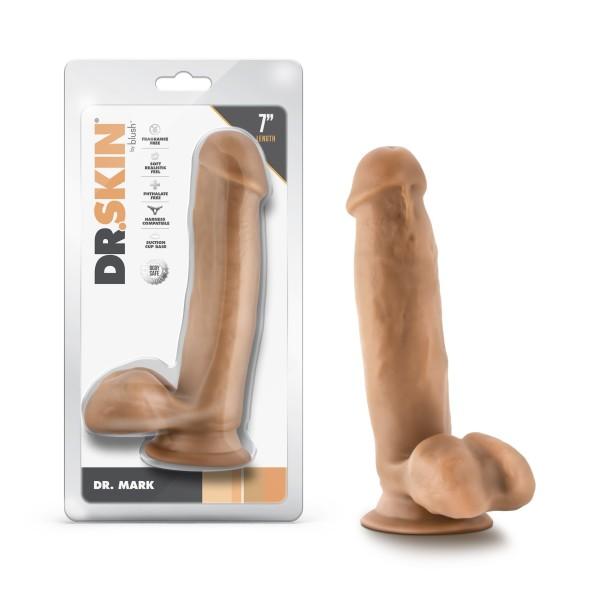 Dr. Skin Dr. Mark 7in Dildo W/ Balls Tan - Click Image to Close