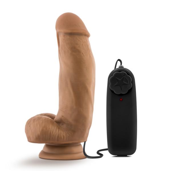 MMA Fighter Vibrating 7 inches Realistic Cock Mocha - Click Image to Close