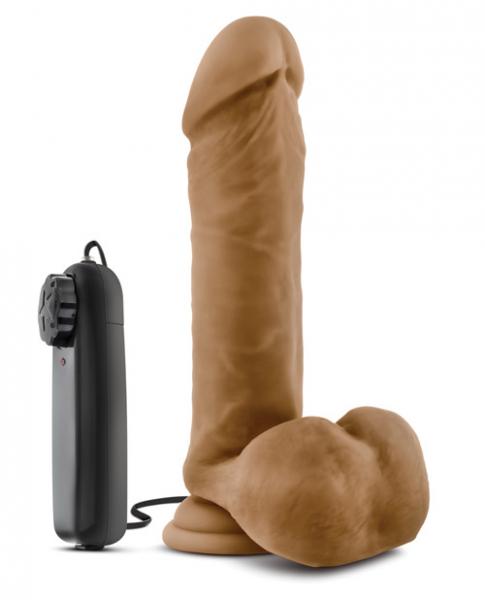 Soccer Champ Vibrating 8 inches Realistic Dildo Mocha - Click Image to Close