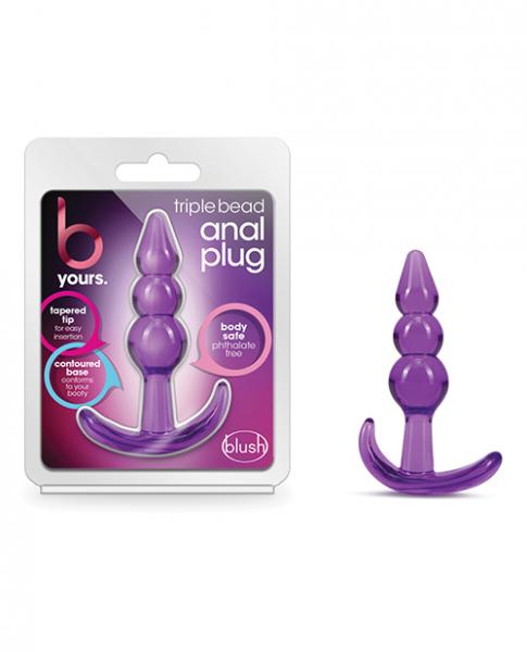 B Yours Triple Bead Anal Plug Purple - Click Image to Close