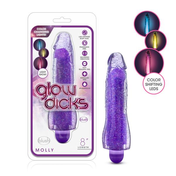 Glow Dicks Molly Glitter Vibrator Purple - Click Image to Close