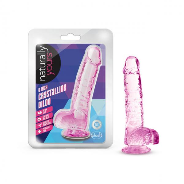 Naturally Yours 6in Rose Crystalline Dildo - Click Image to Close