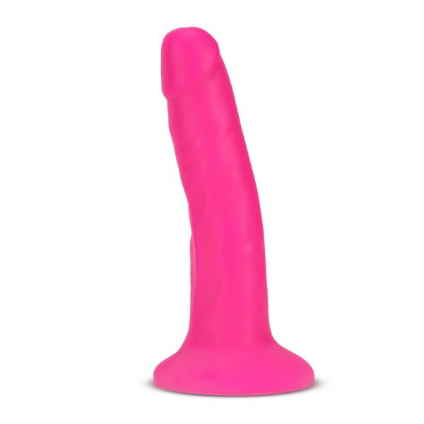 Neo Elite 6in Dual Density Cock W/ Balls Neon Pink - Click Image to Close