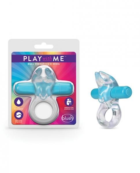 Play With Me Bull Vibrating C-ring Blue - Click Image to Close