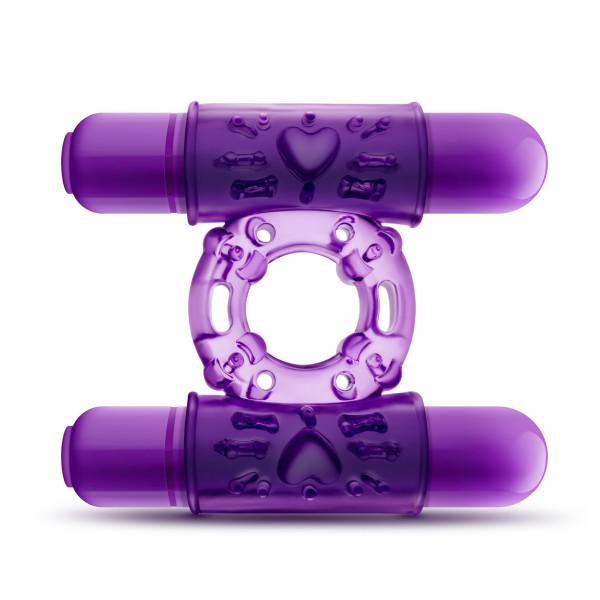 Double Play Dual Vibrating Cock Ring Purple - Click Image to Close