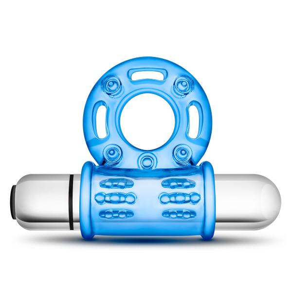 Stay Hard 10 Function Bull Ring Blue Vibrating - Click Image to Close