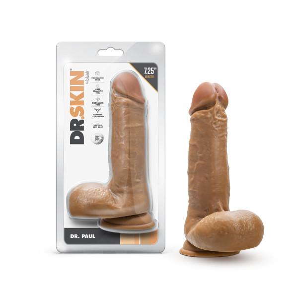 Dr. Skin Dr. Paul 7.25in Dildo W/ Balls Tan - Click Image to Close