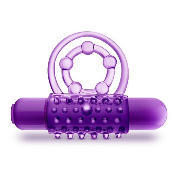 The Player Vibrating Double Strap Cock Ring Purple - Click Image to Close