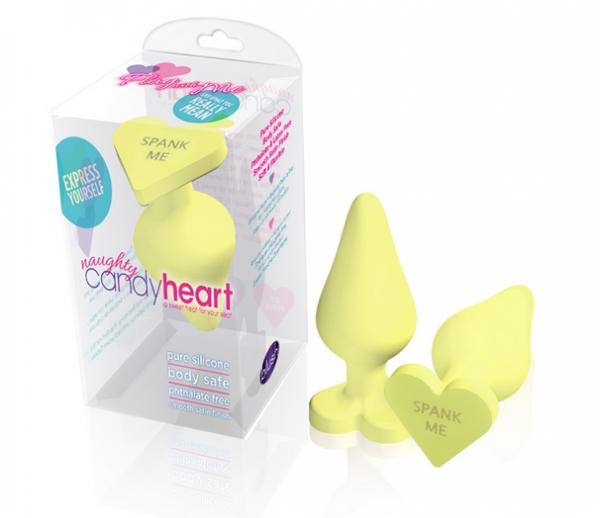 Naughty Candy Heart Spank Me Yellow Plug