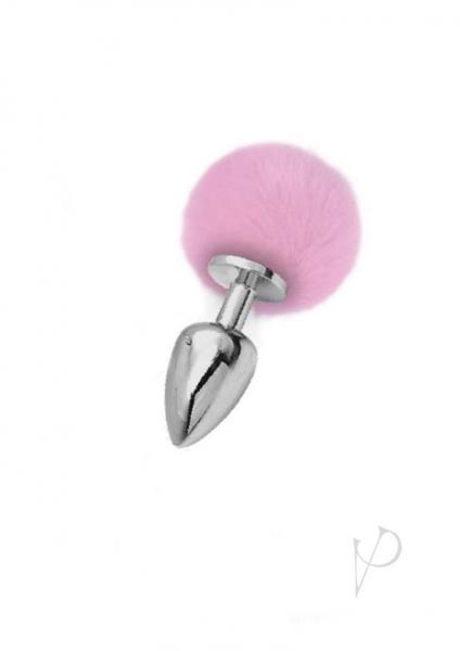 Iris Medium Silver Plug with Pink Pom Pom - Click Image to Close