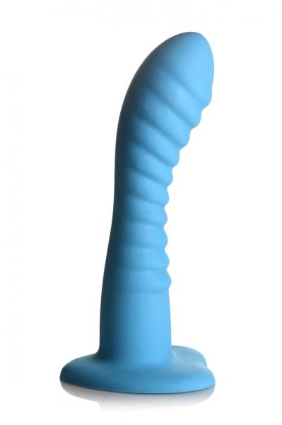 Simply Sweet Ribbed Silicone Dildo Blue - Click Image to Close