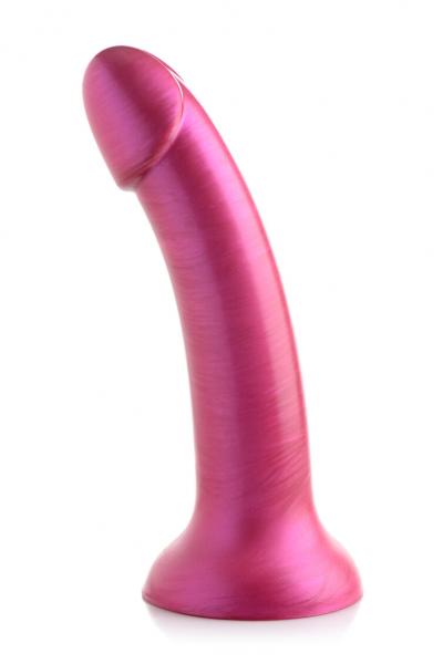 Simply Sweet 7 In Metallic Silicone Dildo Pink - Click Image to Close