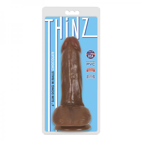 Thinz Slim Dong 6in W/ Balls Chocolate