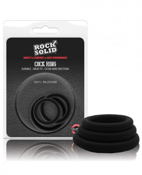 Rock Solid Tri-Pack Silicone Gasket Cock Rings Black - Click Image to Close