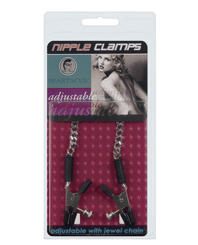 Adjustable alligator nipple clamps w/silver chain