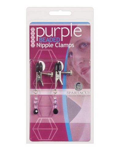 Adjustable broad tip nipple clamps w/purple beads