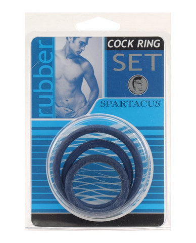 Rubber cock ring set- blue pack of 3 - Click Image to Close