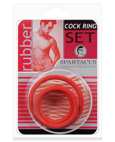 Rubber cock ring set - red pack of 3