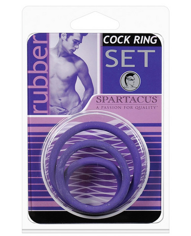 Rubber cock ring set - purple pack of 3