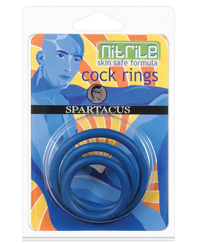 Nitrile cock ring set - blue pack of 3