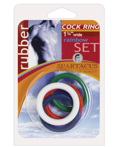 1.25in rubber cock ring set - rainbow pack of 5 - Click Image to Close