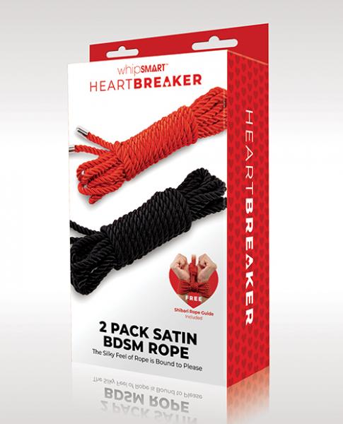 Whipsmart Heartbreaker Satin Bdsm Rope - Black/red Set Of 2 - Click Image to Close