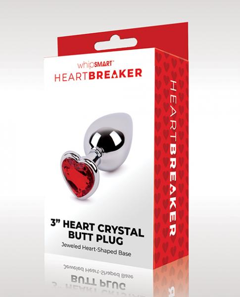 Whipsmart Heartbreaker 3" Heart Crystal Butt Plug - Red