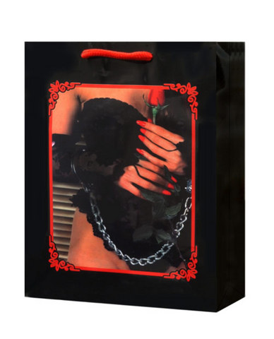 Lady lace lingerie w/rose and handcuffs gift bag - Click Image to Close