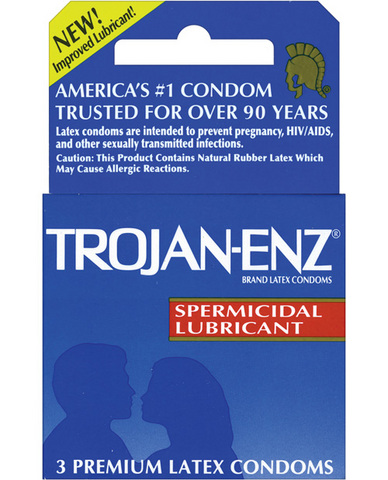 Trojan-enz spermicidal lubricated condoms - box of 3