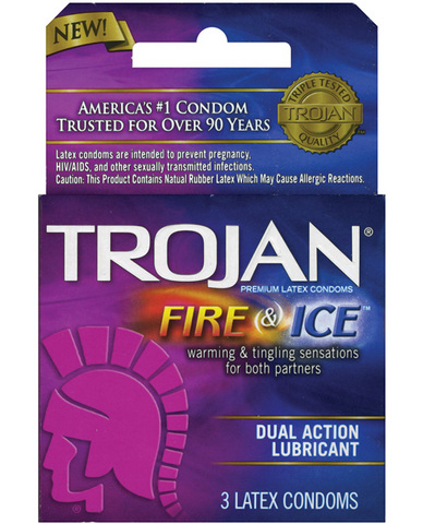 Trojan fire and ice condoms - box of 3 - Click Image to Close