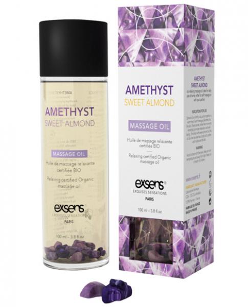 Exsens Of Paris Organic Massage Oil Sweet Almond Amethyst Crystals - Click Image to Close