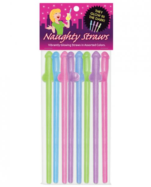 Glow In The Dark Penis Straws Purple & Pink - Click Image to Close