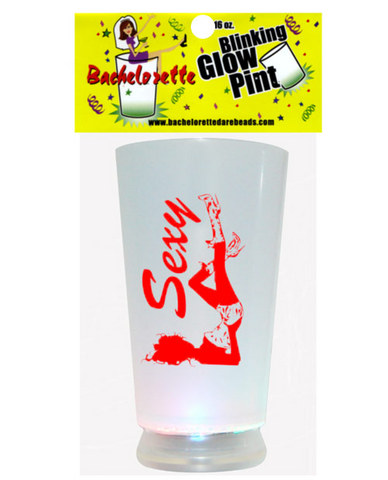 Bachelorette blinking glow pint - 16oz. sexy