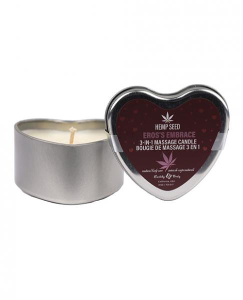 Earthly Body 2024 Valentines 3 In 1 Massage Heart Candle - 4 Oz Eros Embrace - Click Image to Close