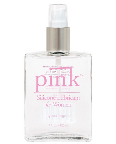 Pink silicone lube 4 oz glass bottle - Click Image to Close