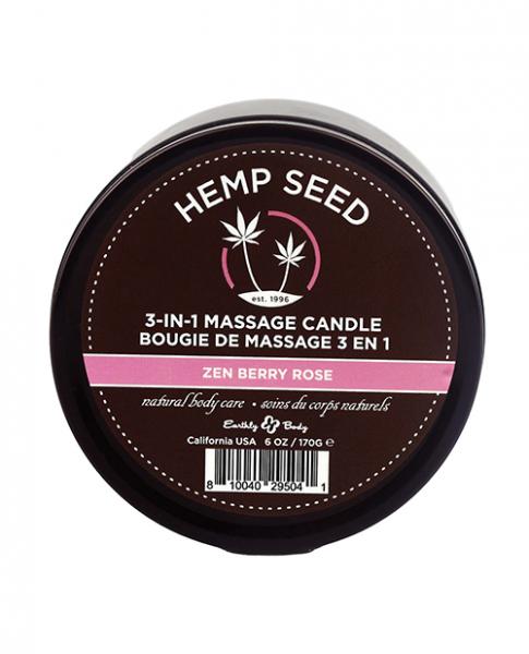 Earthly Body Suntouched Hemp Candle - 6 Oz Round Tin Zen Berry Rose - Click Image to Close