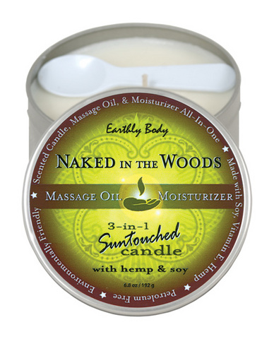 Suntouch hemp candle-naked in the woods 6oz round tin