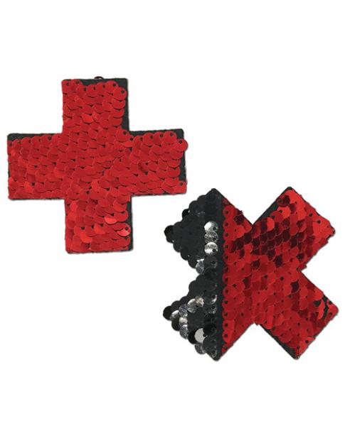 Pastease Color Changing Flip Sequins Cross Red Black O/S - Click Image to Close