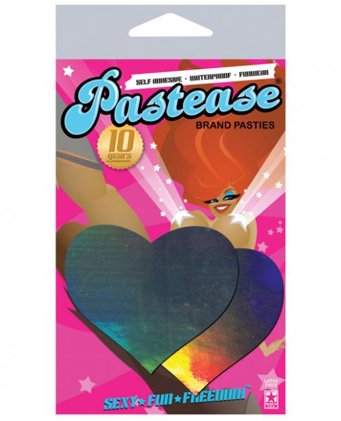 Pastease Hologram Heart Silver Pasties O/S - Click Image to Close