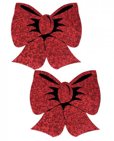 Pastease Hologram Bows Red Pasties - Click Image to Close