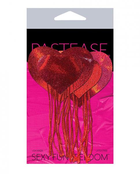 Pastease Tassel Holographic Heart - Red O/s - Click Image to Close